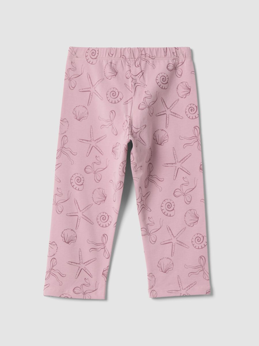 Girls&rsquo; pink skinny leggings in stretch cotton with prints_1