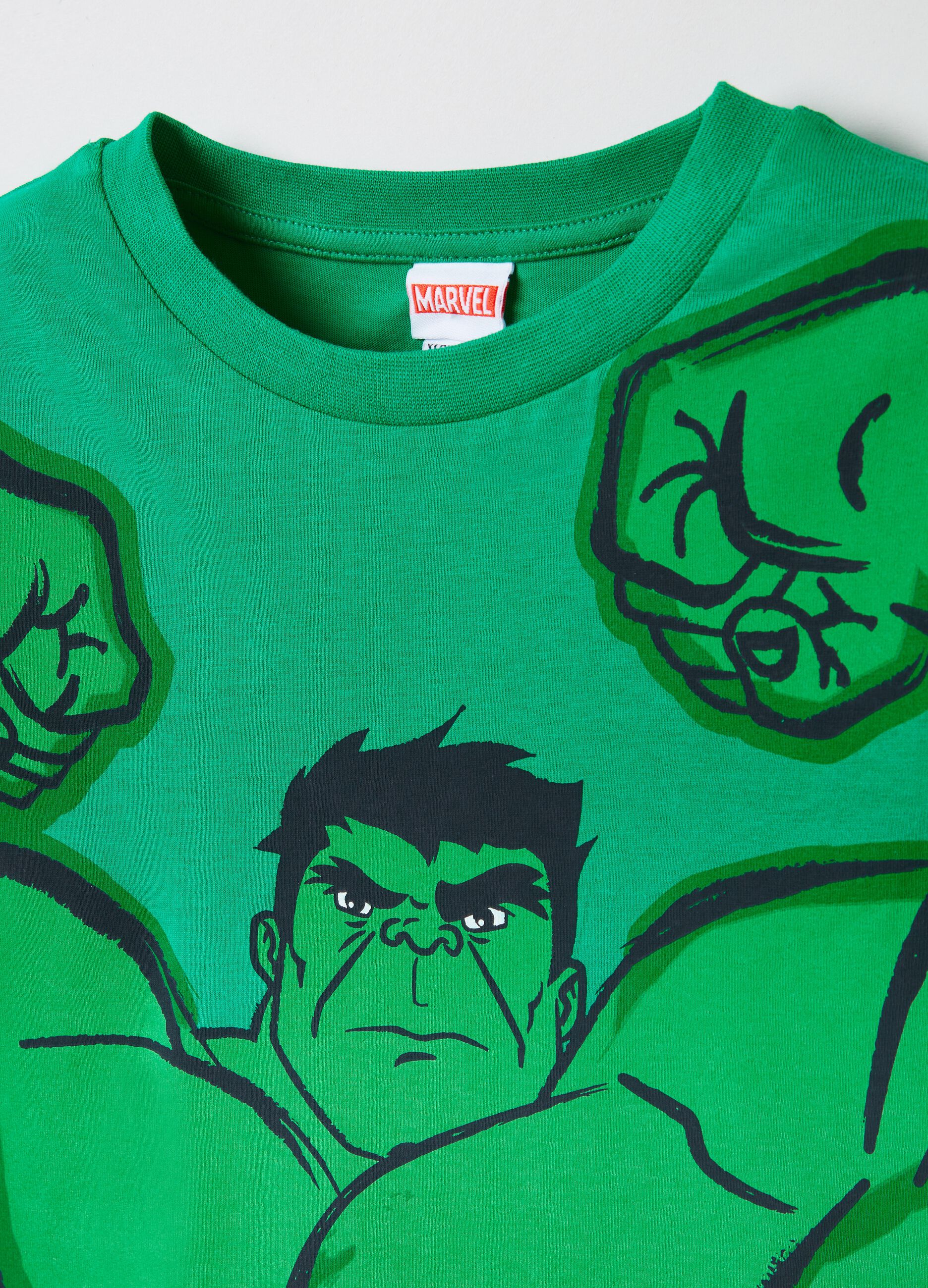 Cotton T-shirt with Incredible Hulk print