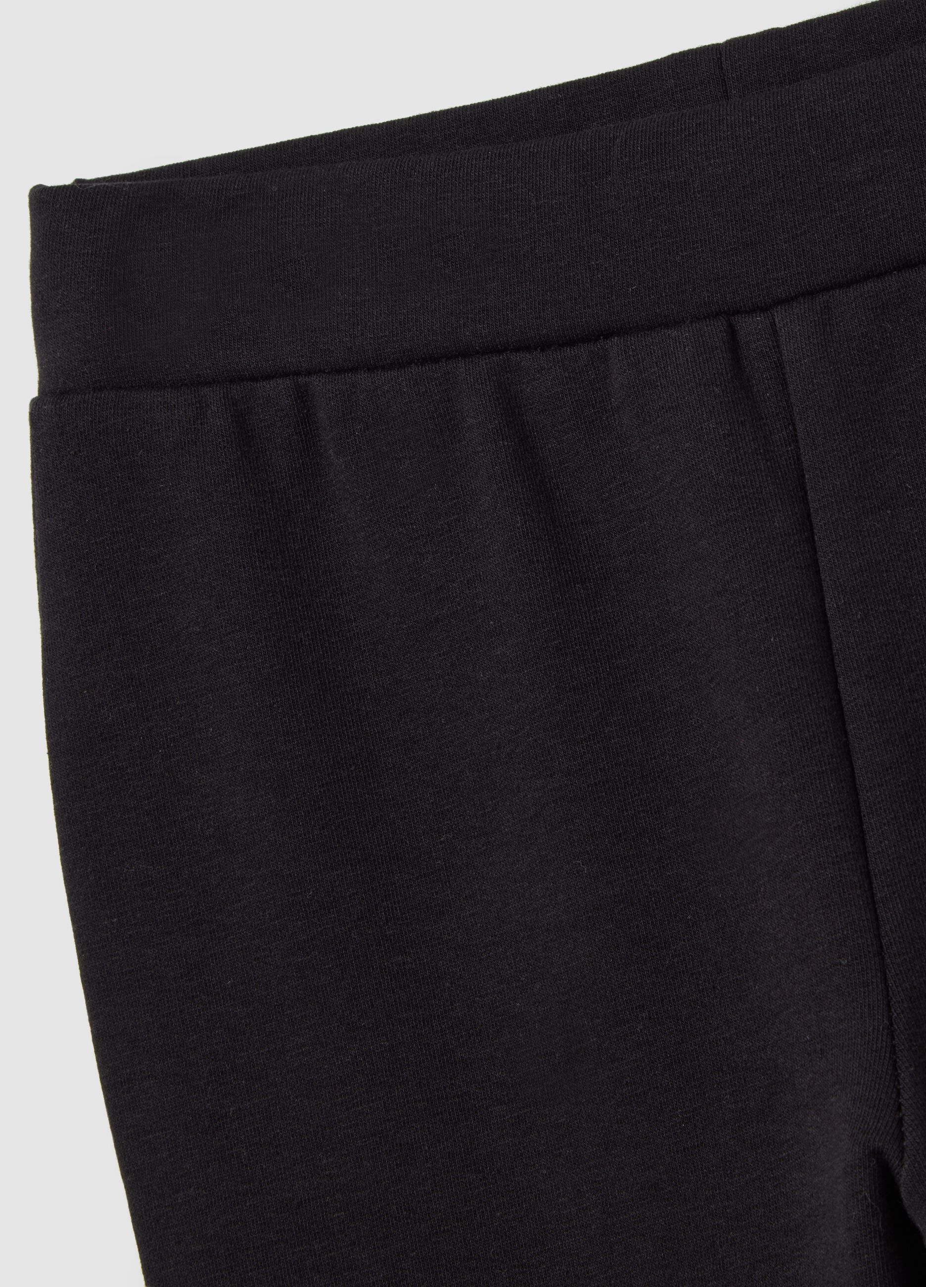 Girls' Black Cotton Stretch Flare Leggings
