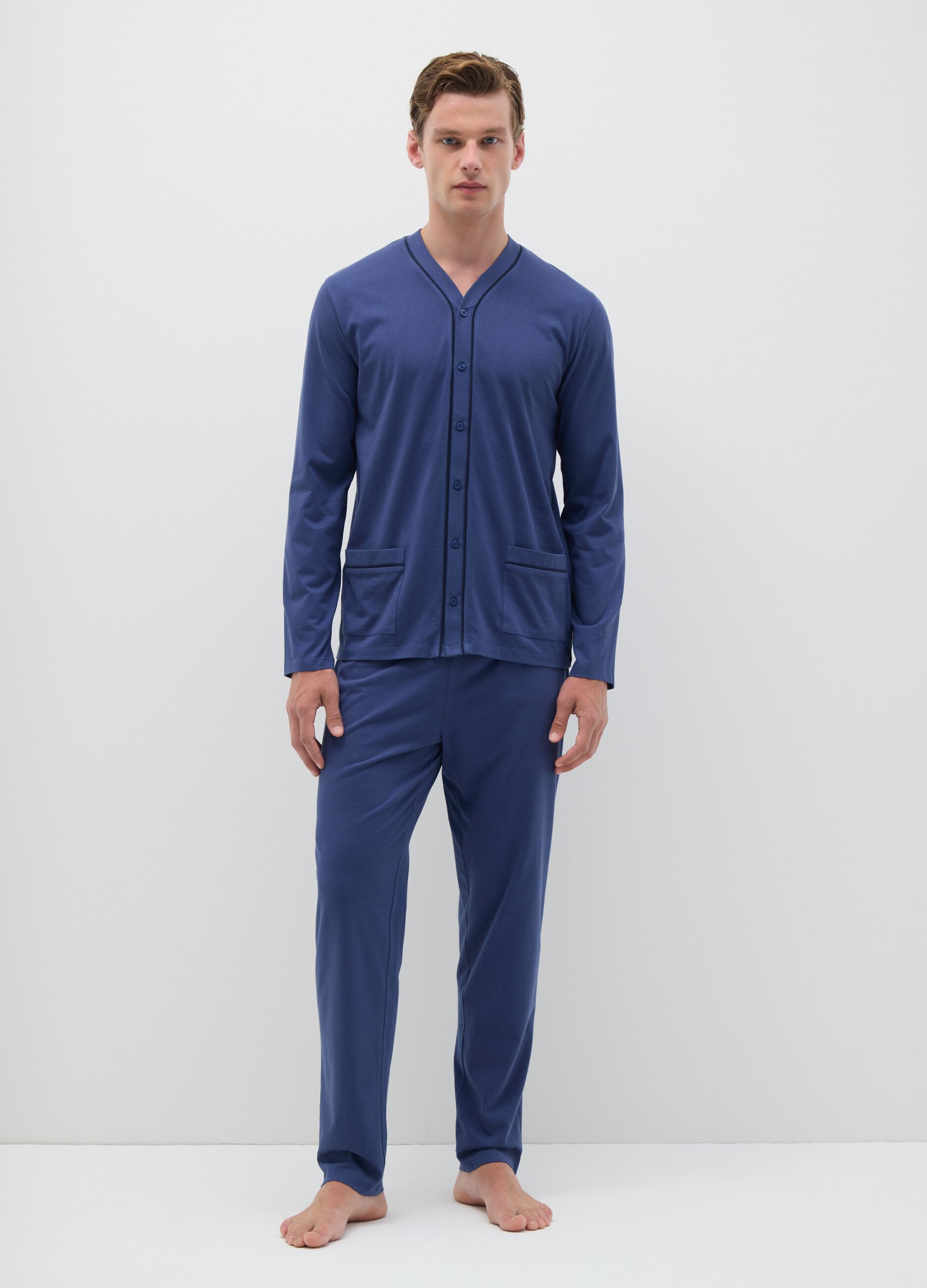 Blue pure cotton pyjamas regular fit