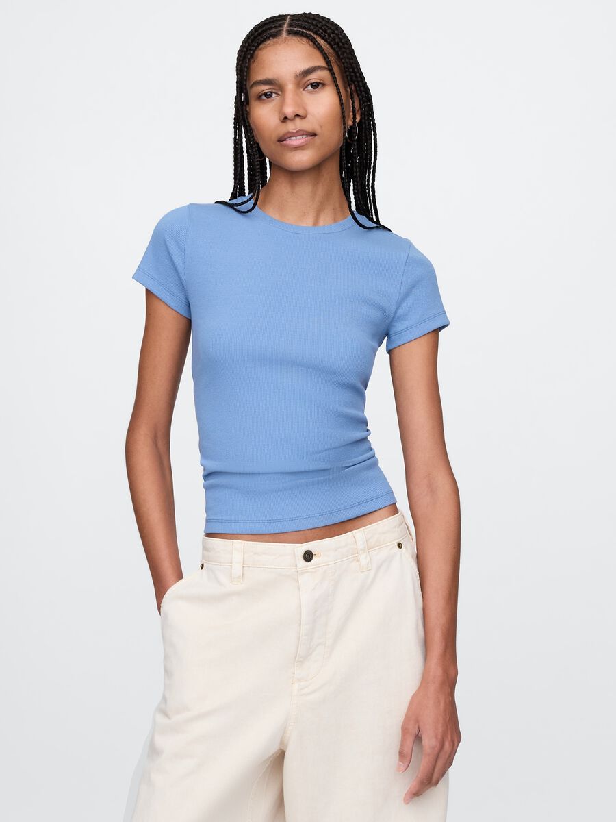 Slim-fit T-shirt in ribbed cotton_0