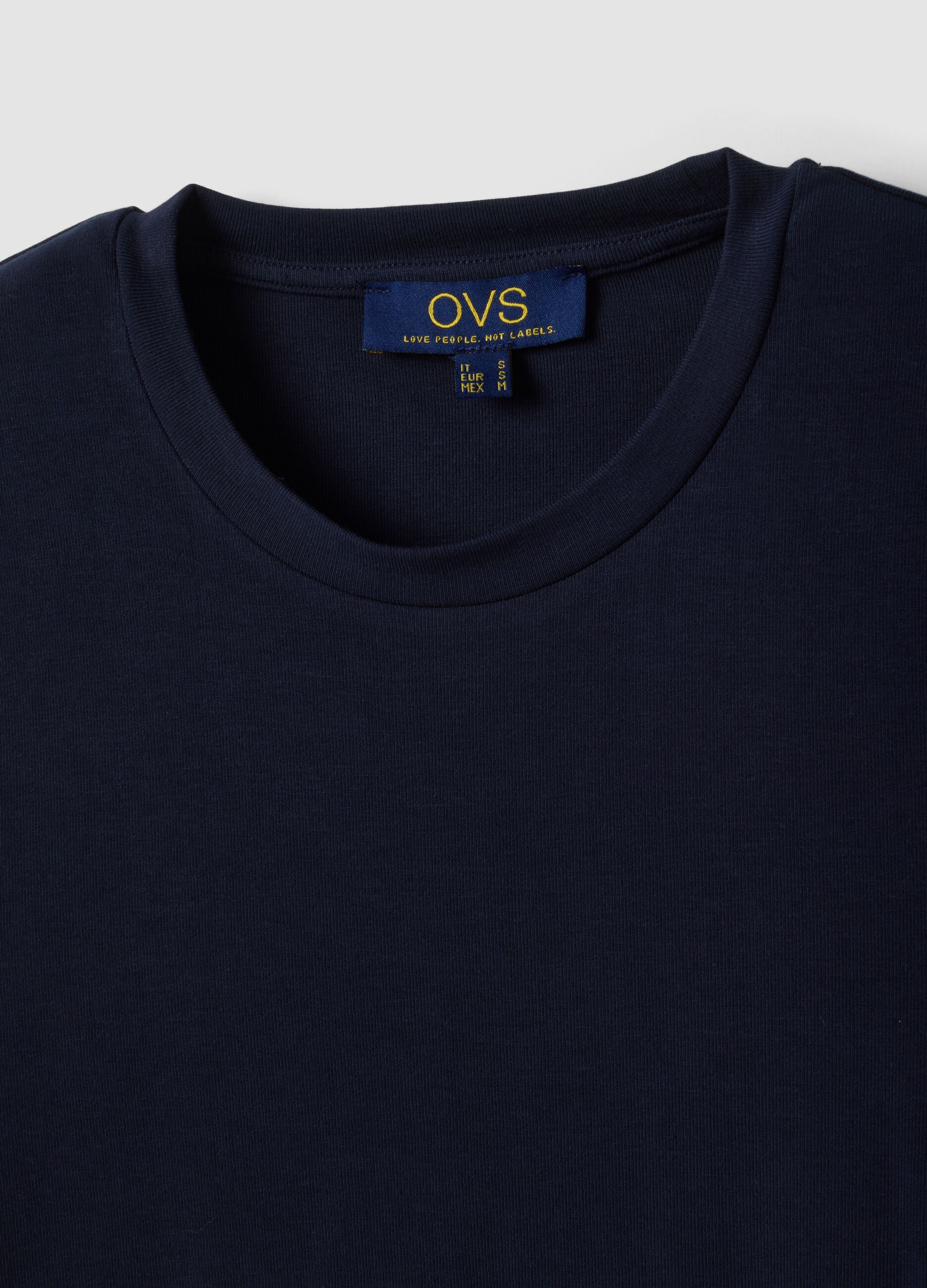 T-shirt blu girocollo in viscosa e lana elasticizzata regular fit