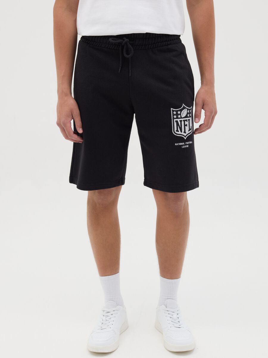 Black NFL Sports Shorts with Logo_1
