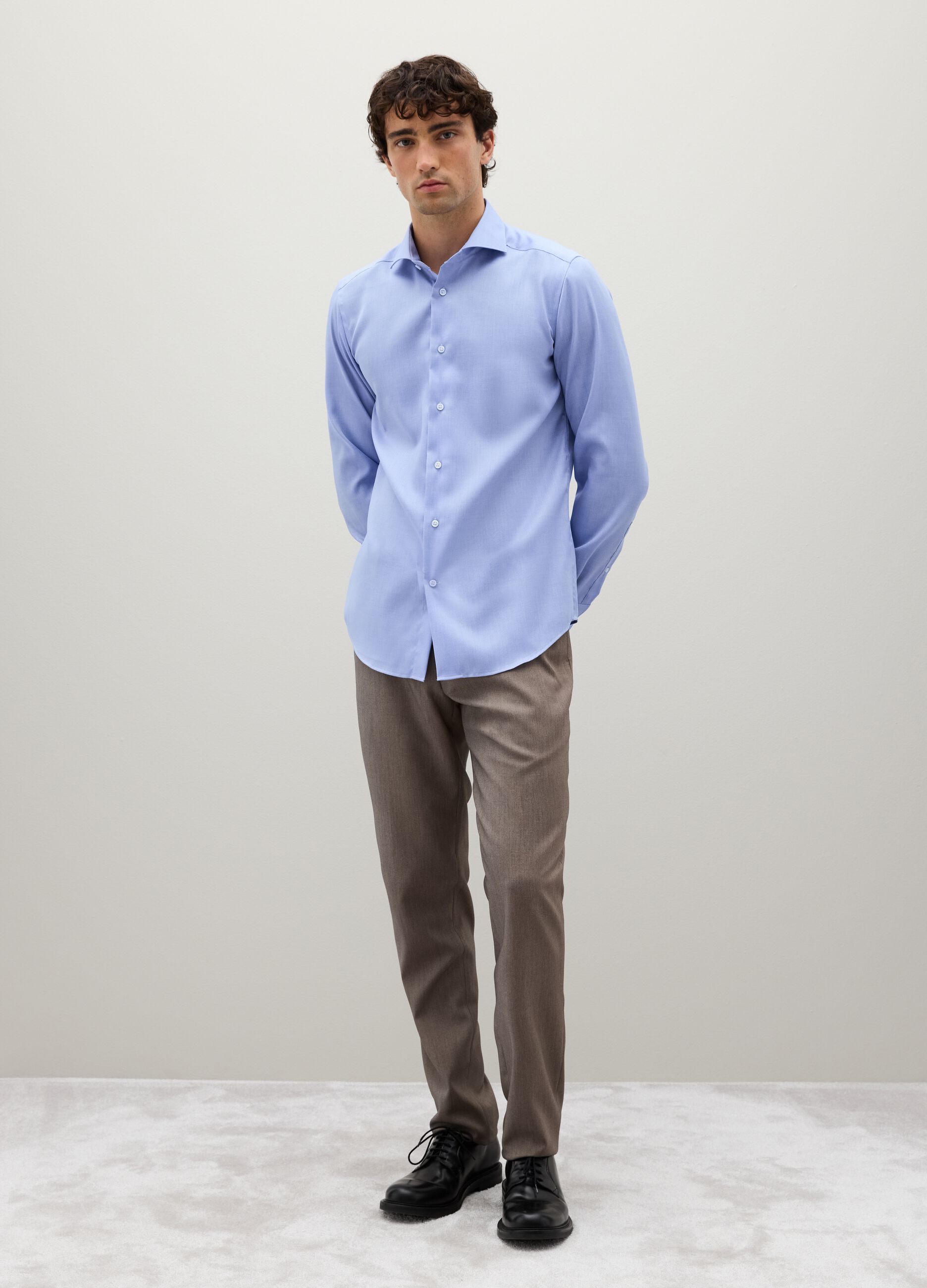 Blue Long Sleeve Cotton Shirt