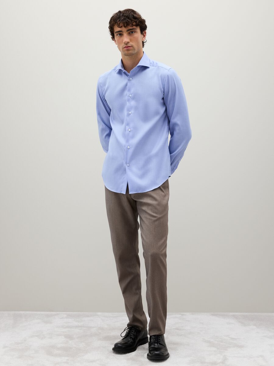 Blue Long Sleeve Cotton Shirt_1