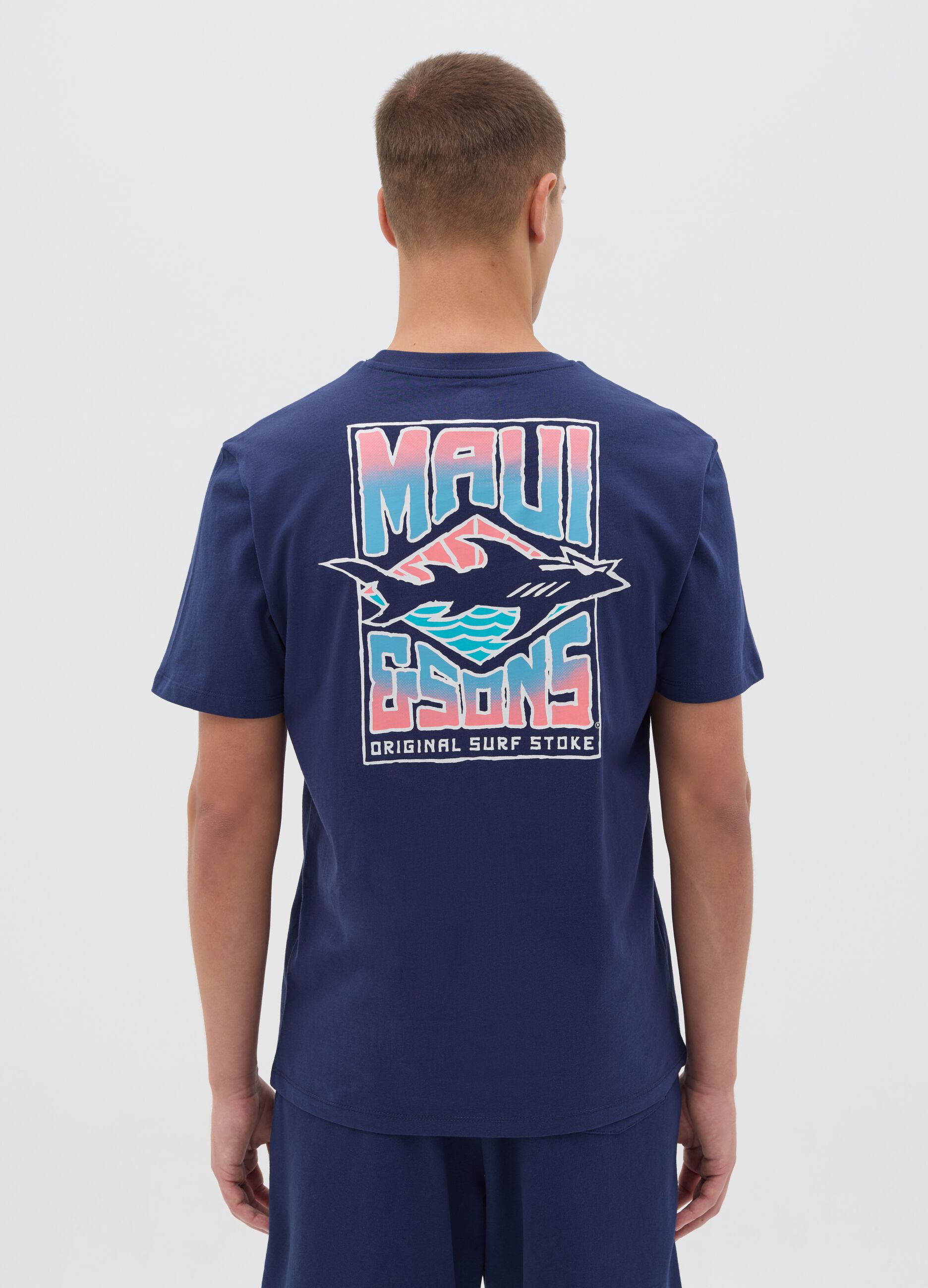 Men's Blue T-shirt with Maui & Sons Print