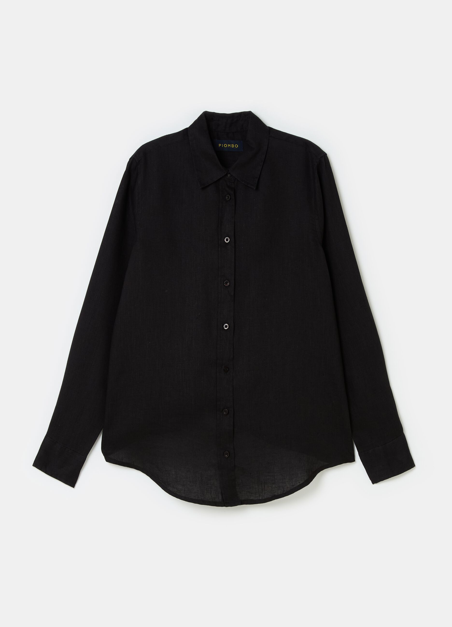 Relaxed-fit shirt in solid colour linen