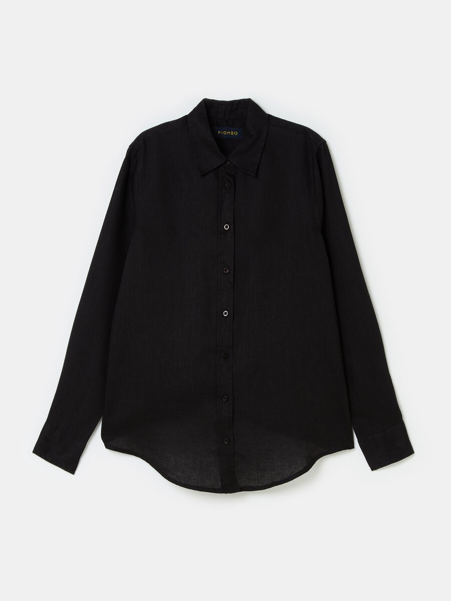Relaxed-fit shirt in solid colour linen_3