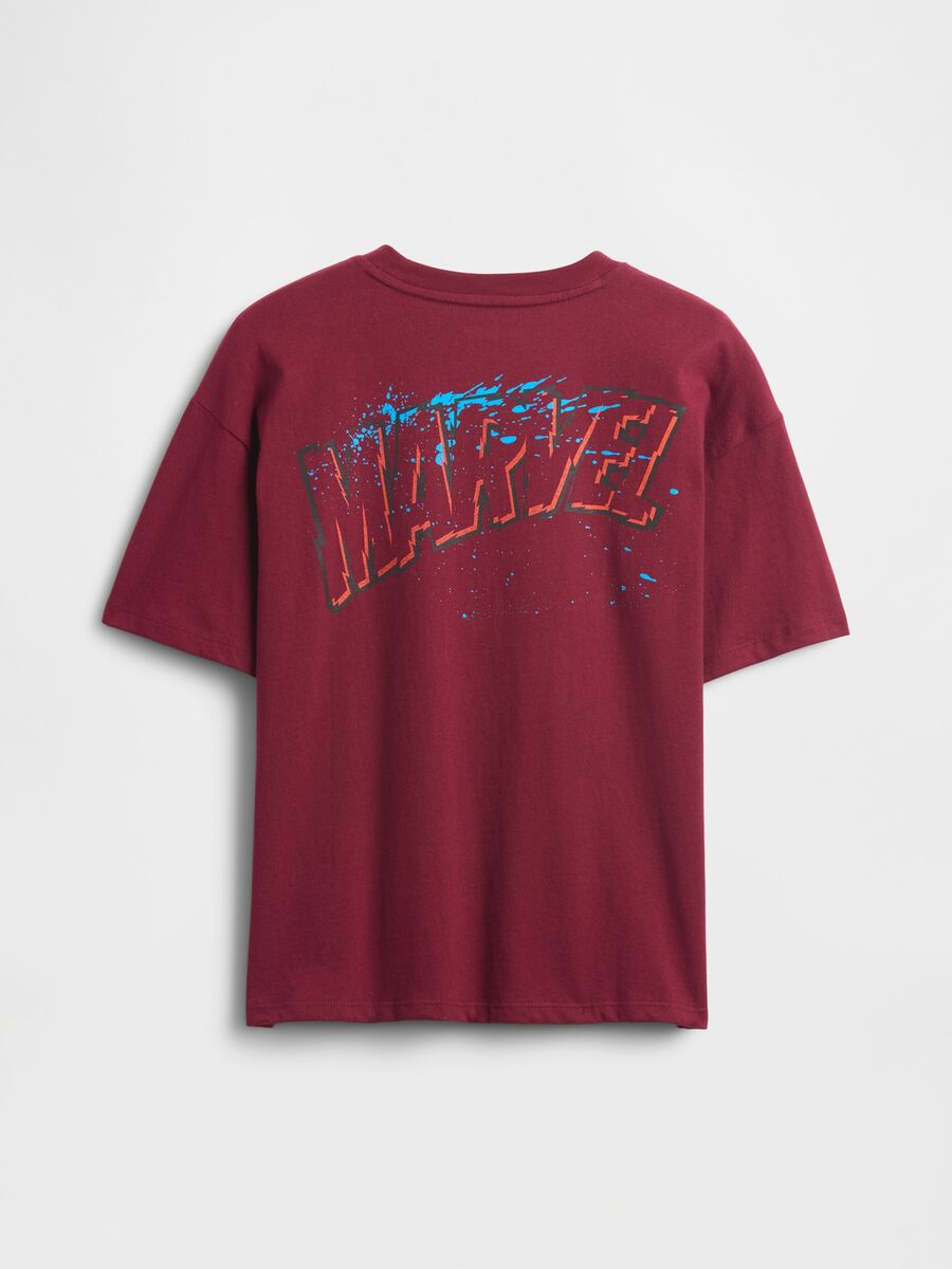 Red Cotton T-shirt with Marvel Print_1