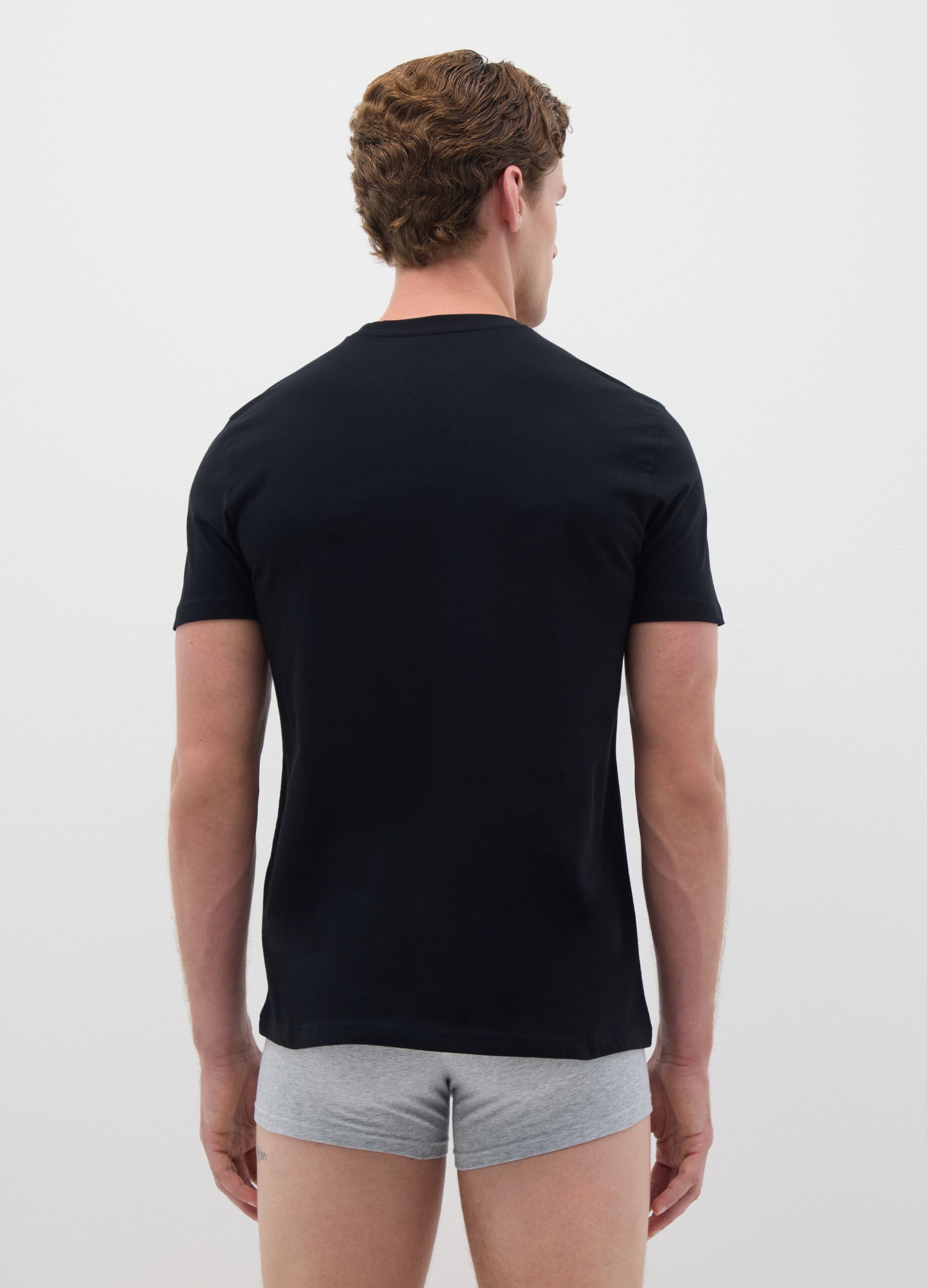 Tripack di t-shirt da uomo in puro cotone nere regular fit