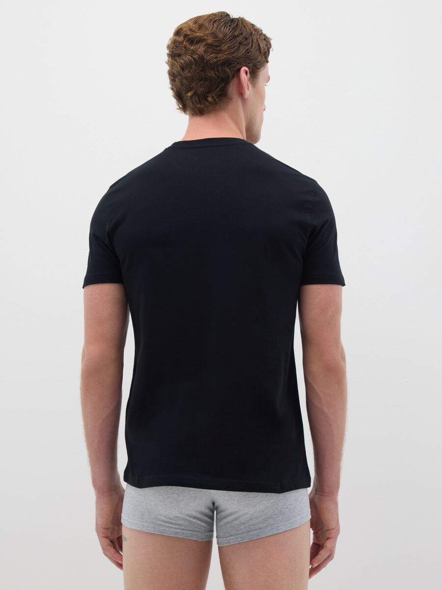 Tripack di t-shirt da uomo in puro cotone nere regular fit_3