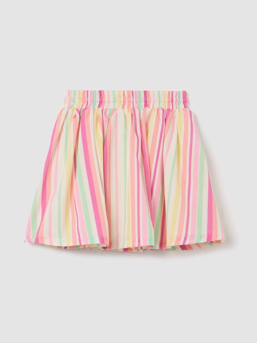 Girls' mixed skirt with multicoloured stripes and elasticated waistband_1
