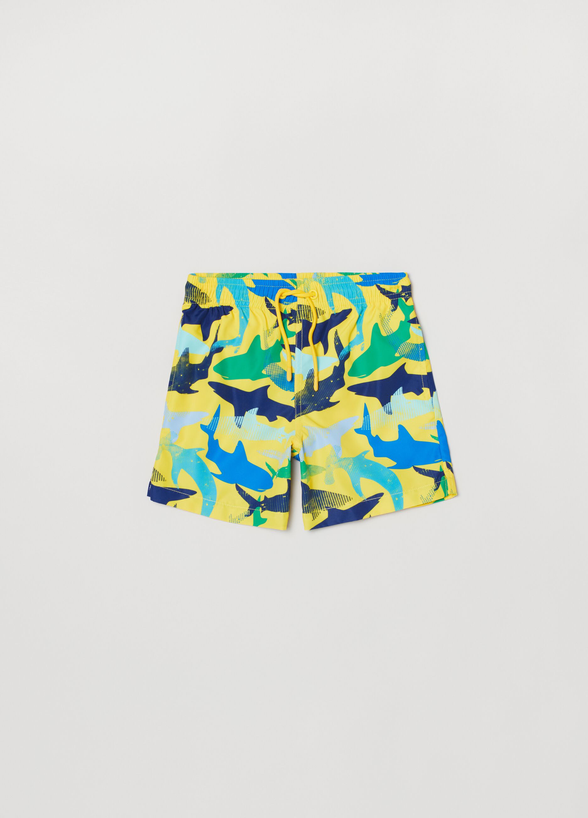 Swimming trunks with sharks print