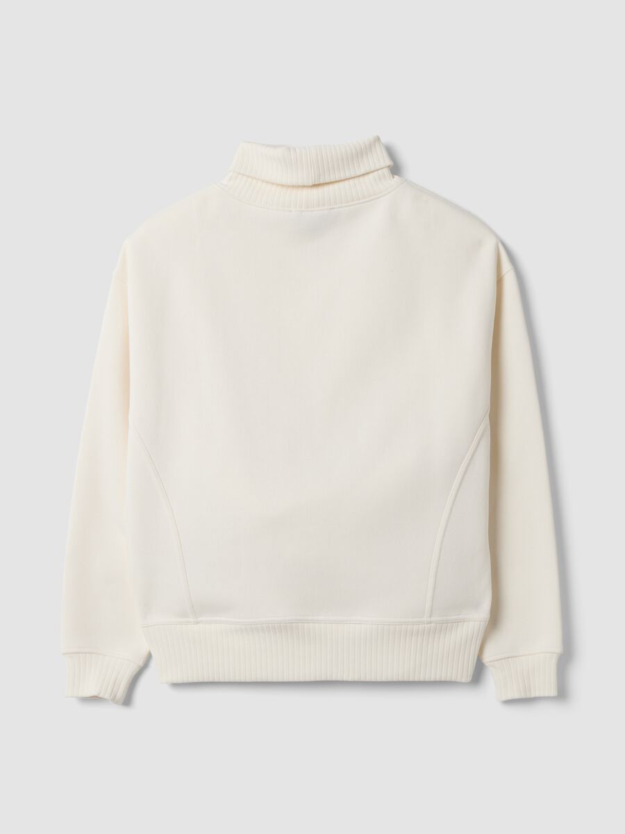 Felpa bianca in misto cotone fleece a girocollo regular fit_2