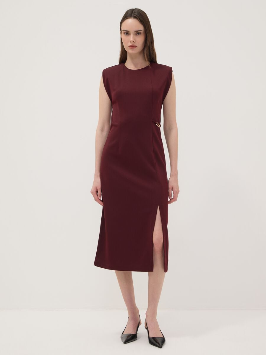 Abito rosso midi in tessuto elasticizzato slim fit_0