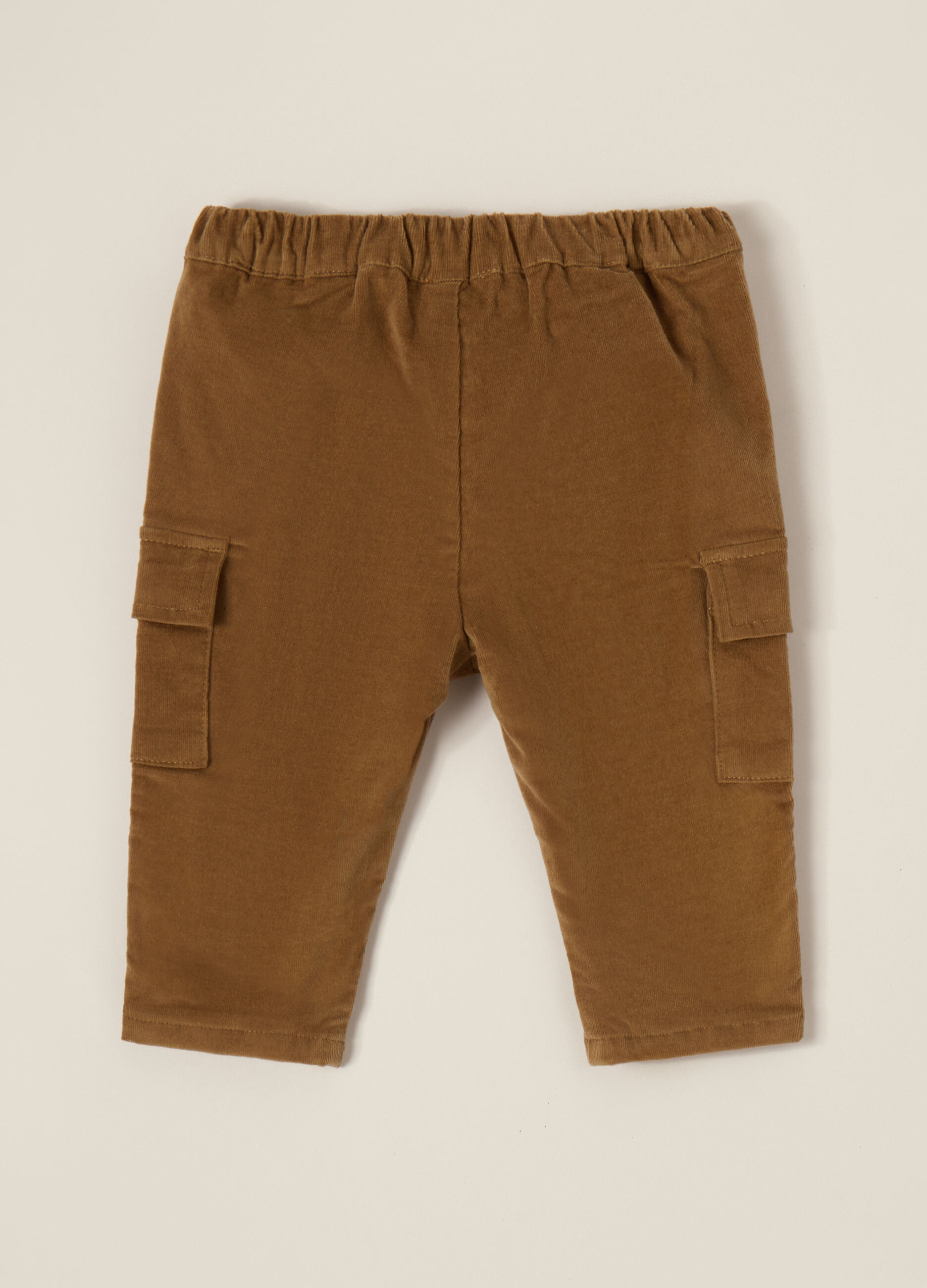 Pantaloni marroni elasticizzati in velluto a coste