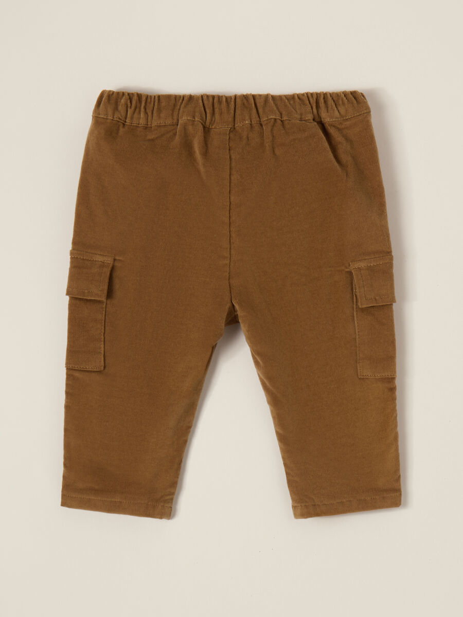 Pantaloni marroni elasticizzati in velluto a coste_1