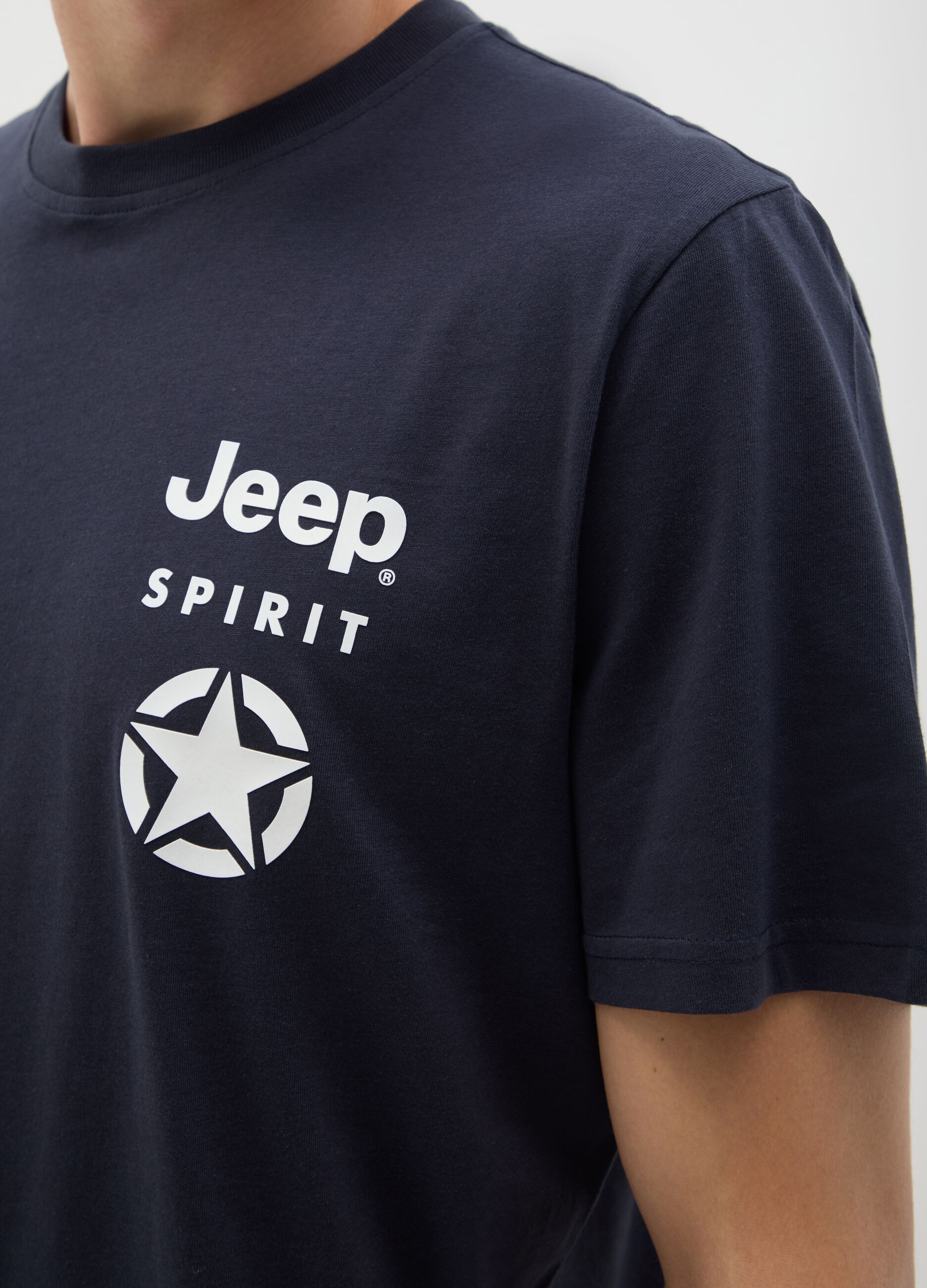 Regular fit dark blue pure cotton T-shirt
