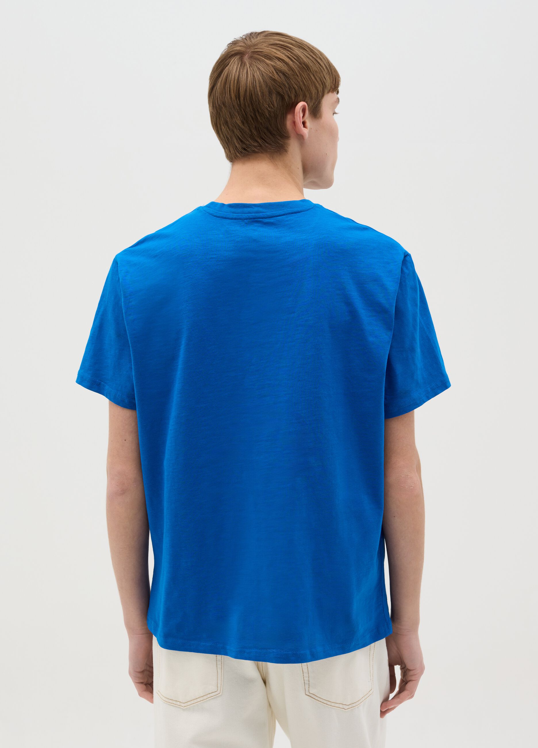 T-shirt in cotone con stampa lupo motivo poker
