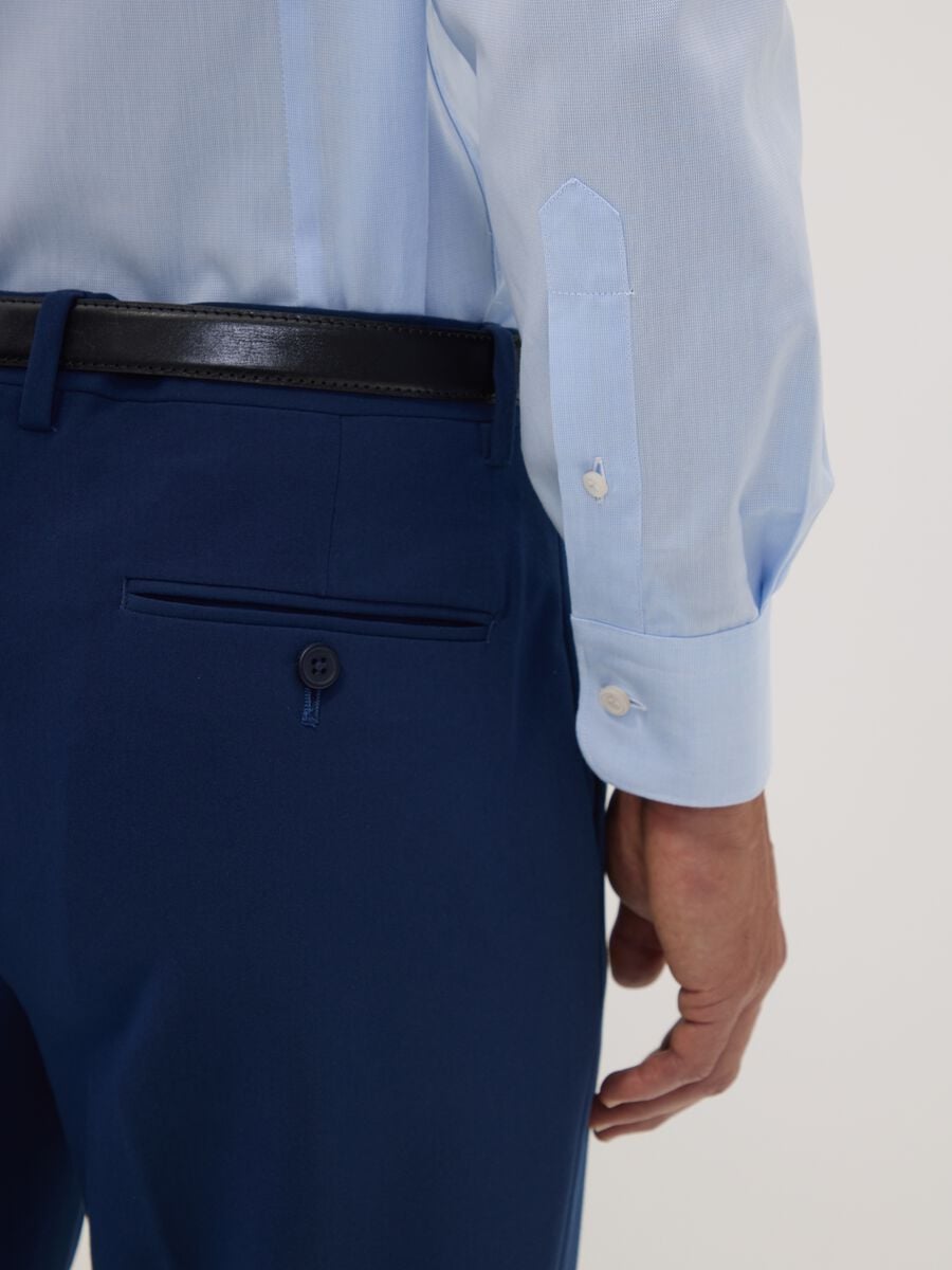 Light blue pure compact cotton shirt with classic collar, slim fit_2