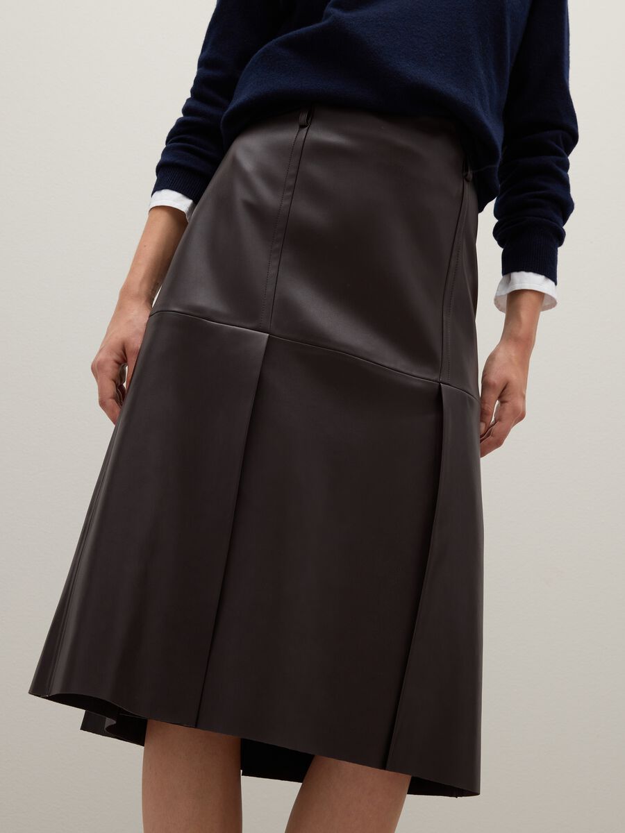 Brown midi skirt regular fit_3