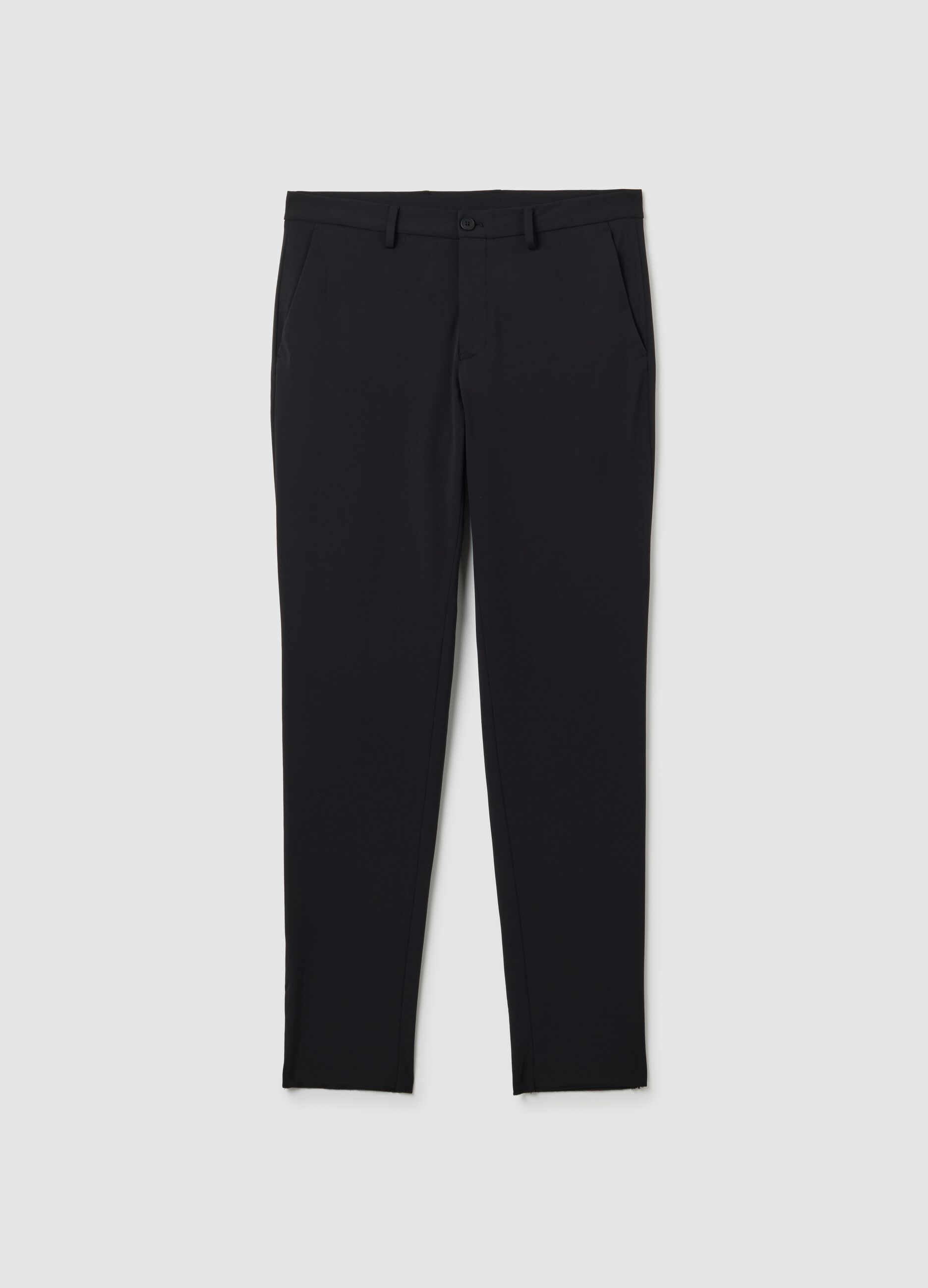 Slim fit black stretch fabric trousers