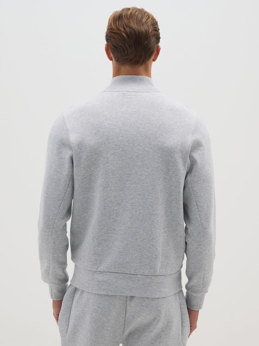 Grey cotton blend regular fit sweatshirt with zip_2