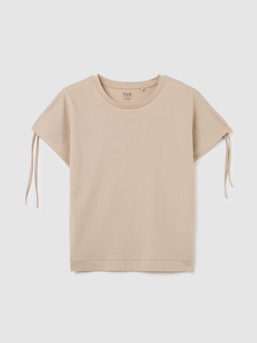 Women's beige pure cotton regular fit T-shirt_4