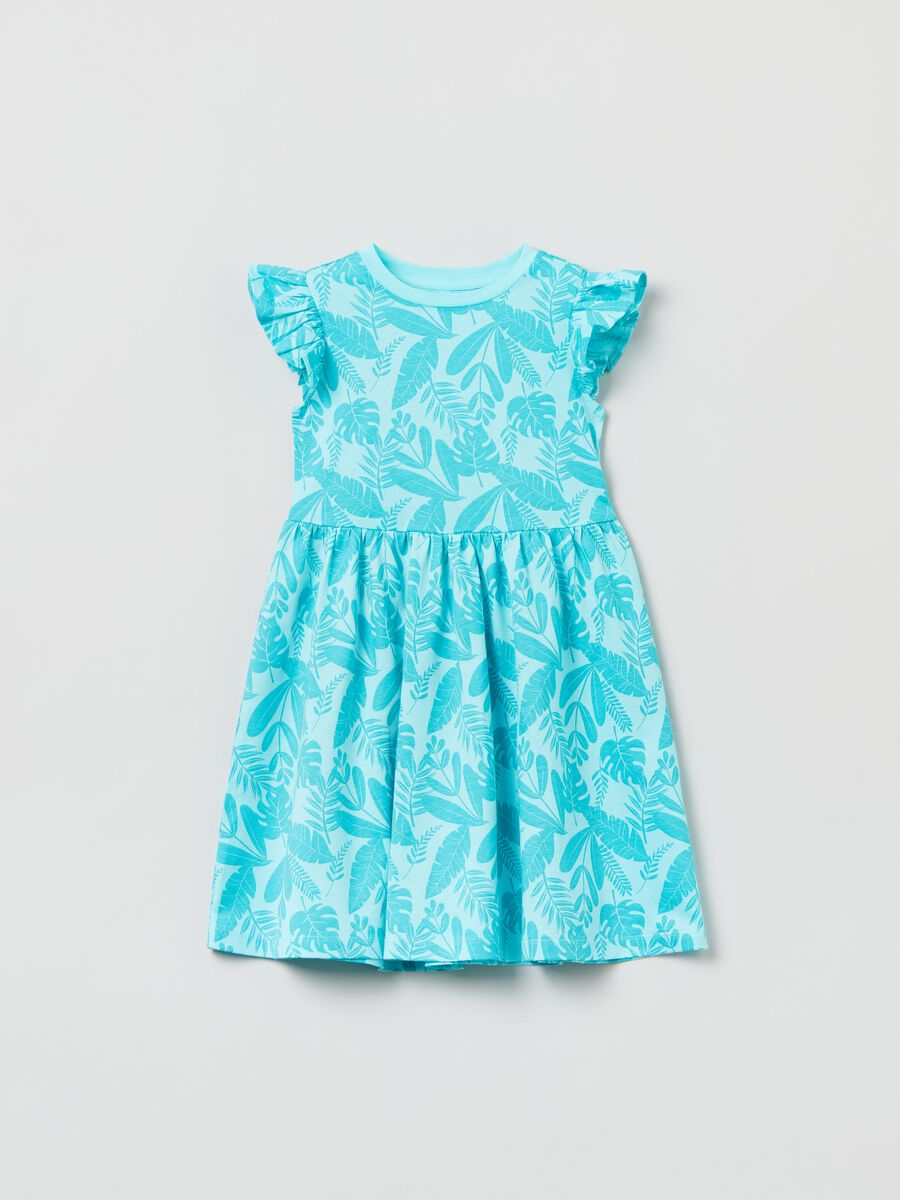 Dress with all-over print and frills_0