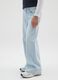 Girls' pure cotton wide-leg blue jeans_2