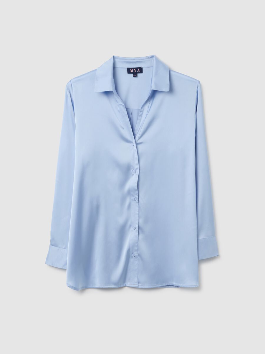 Blue Satin Regular Fit Shirt_0