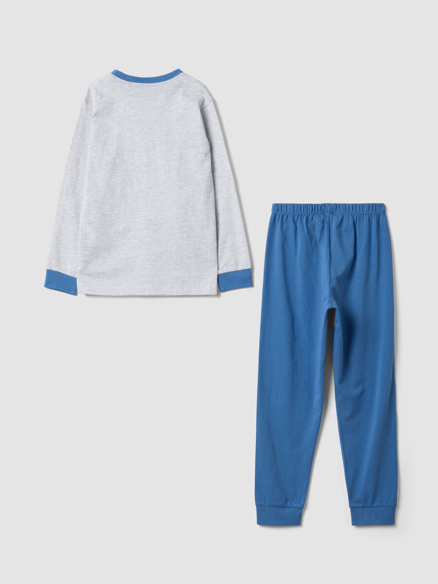 Multicoloured organic cotton and viscose blend pyjamas with print_1