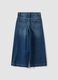 Jeans blu wide leg in puro cotone con patch per bambina_1