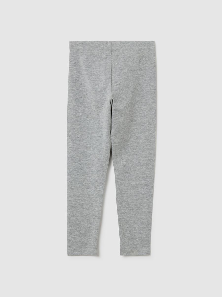 Girls' grey stretchy cotton skinny leggings_1
