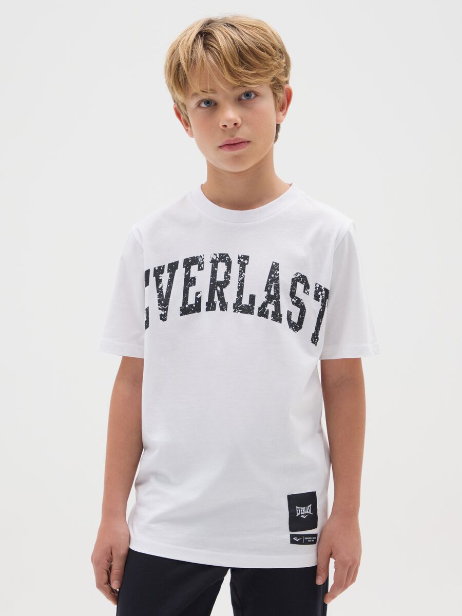 Boys' Pure Cotton White T-Shirt with Logo_0
