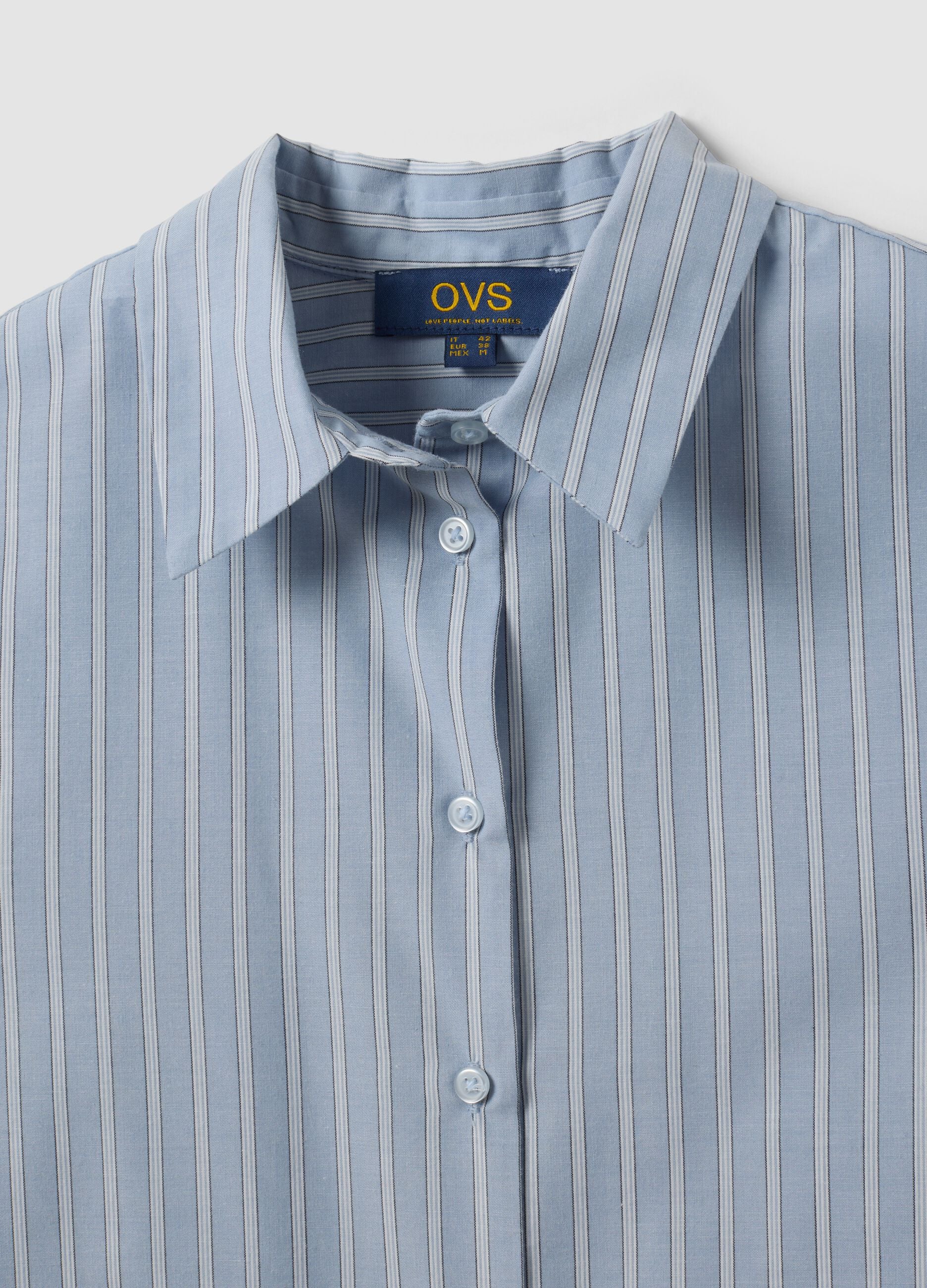 Blue striped long-sleeve slim-fit shirt