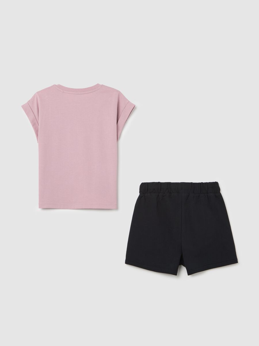 Black and pink jogging set in cotton with print_4