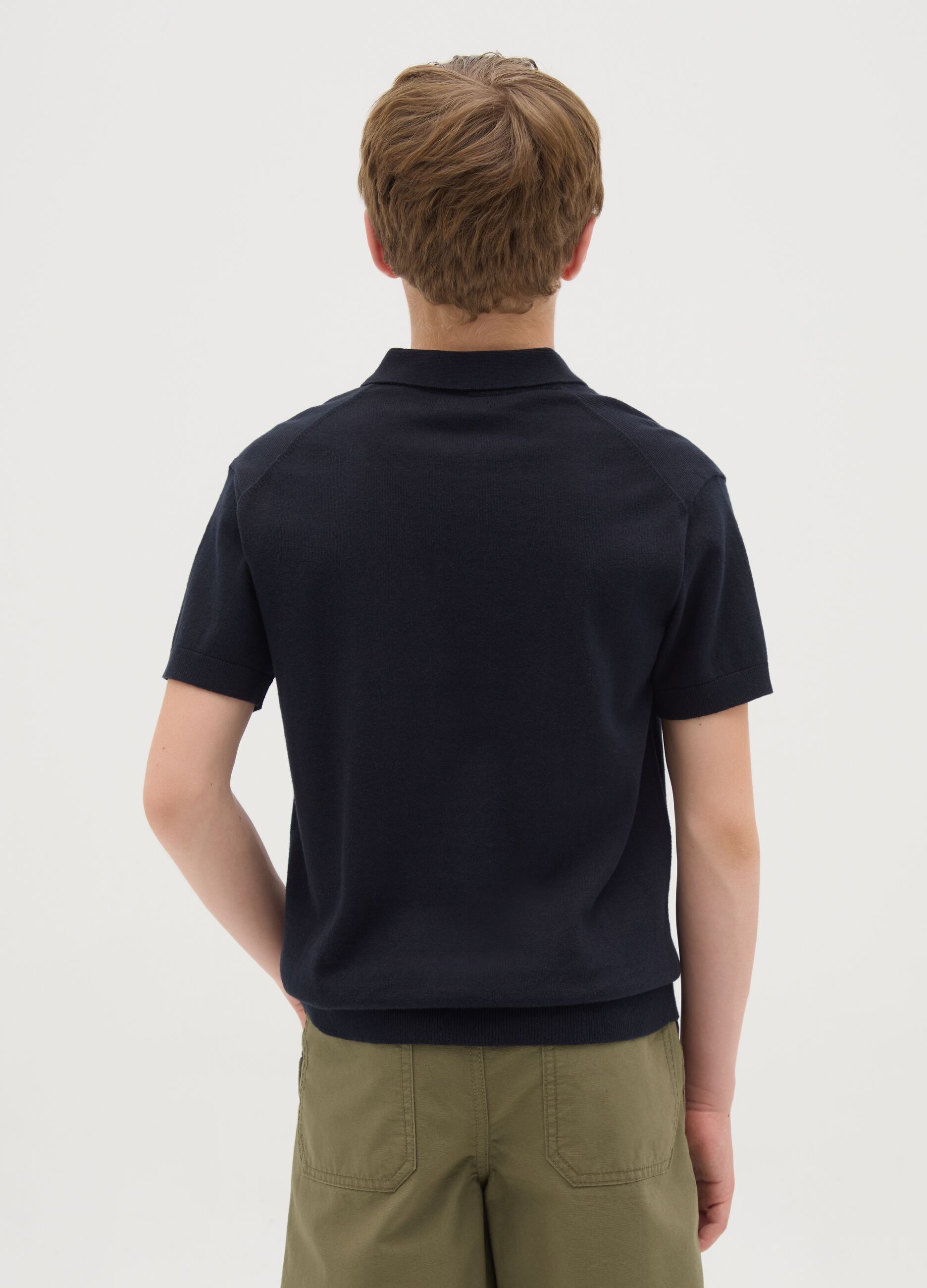 Blue short sleeve polo in OVS Kids cotton