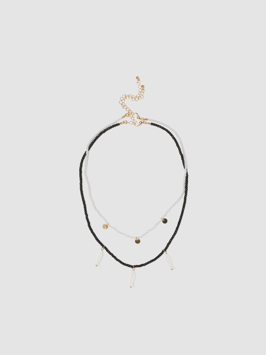 Double-strand beaded necklace with charms_0