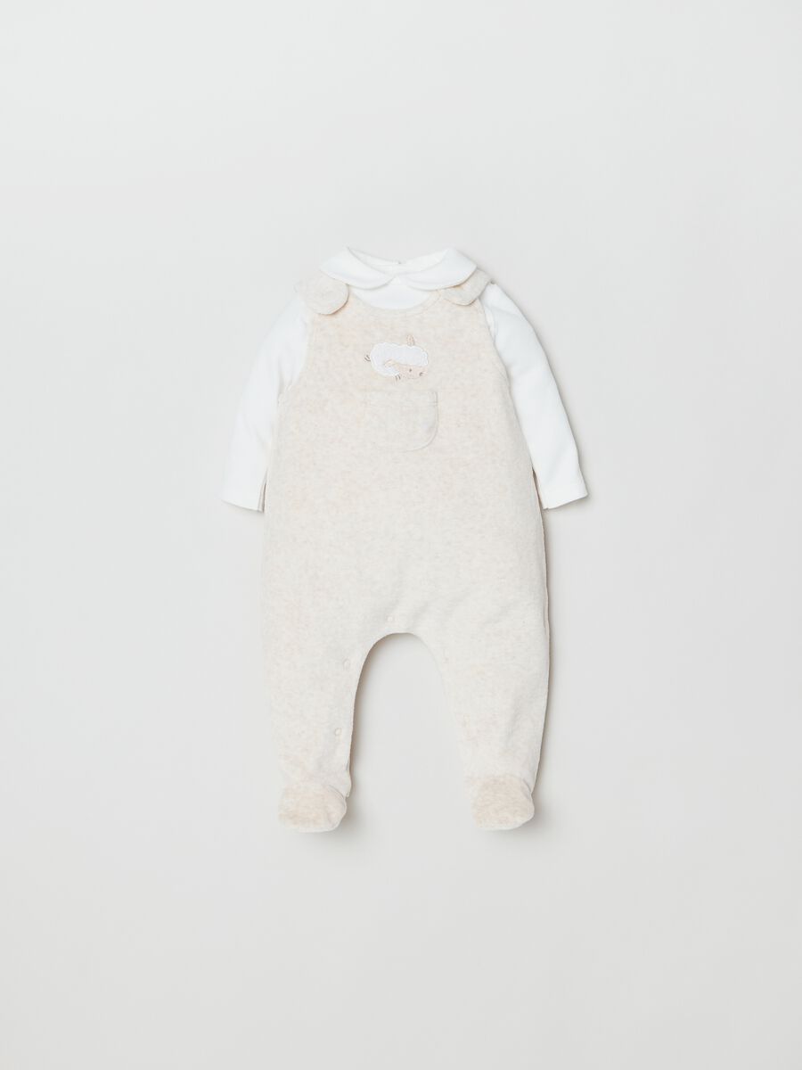 Set t-shirt e salopette con piedini_0