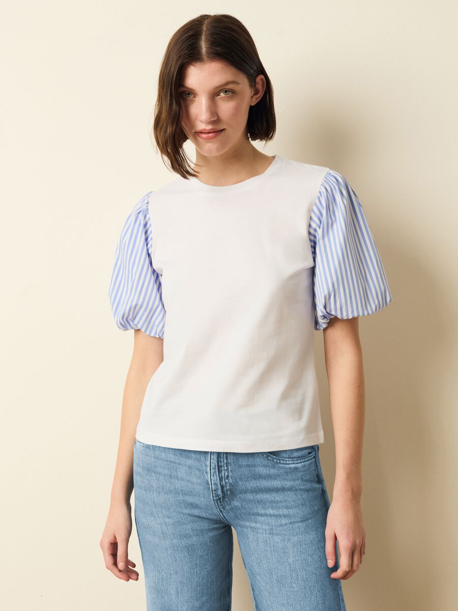 T-shirt with puff sleeves and stripes_1