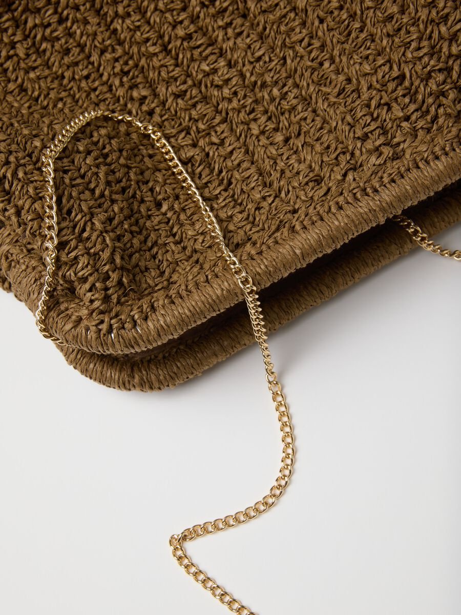 Brown beach shoulder bag in pure paper-fabric_3