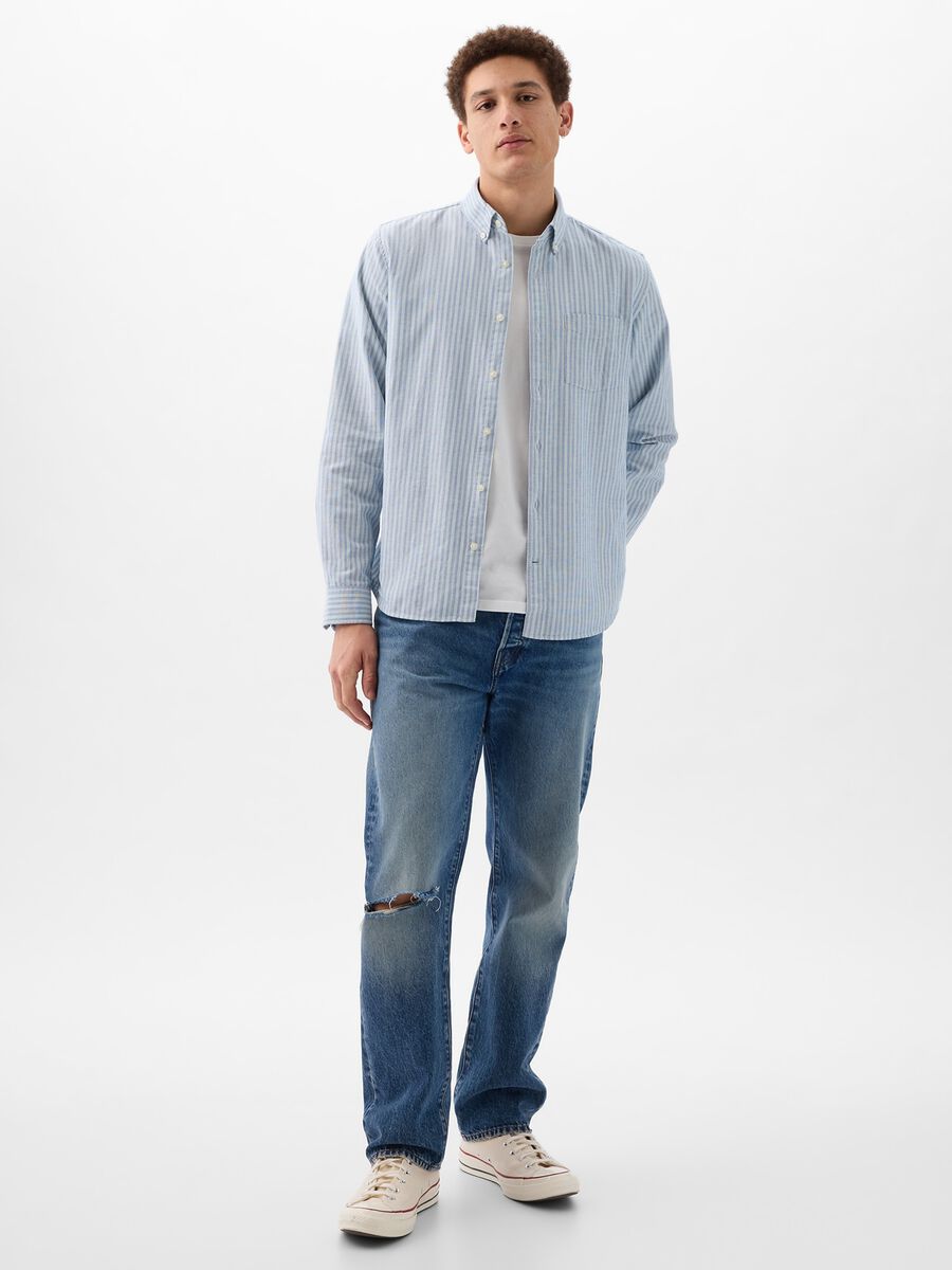 Camicia regular fit in cotone oxford a righe_0