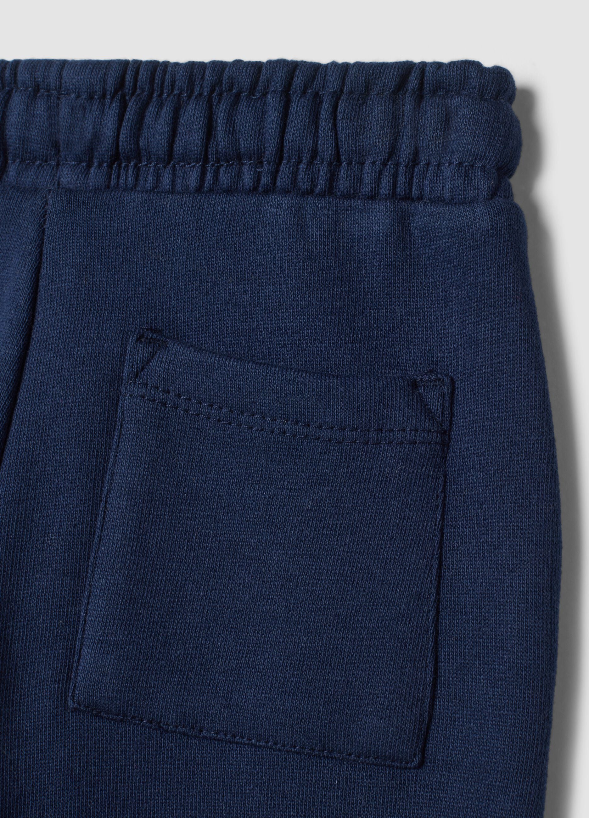 Midnight blue pure cotton oversized joggers with animal print