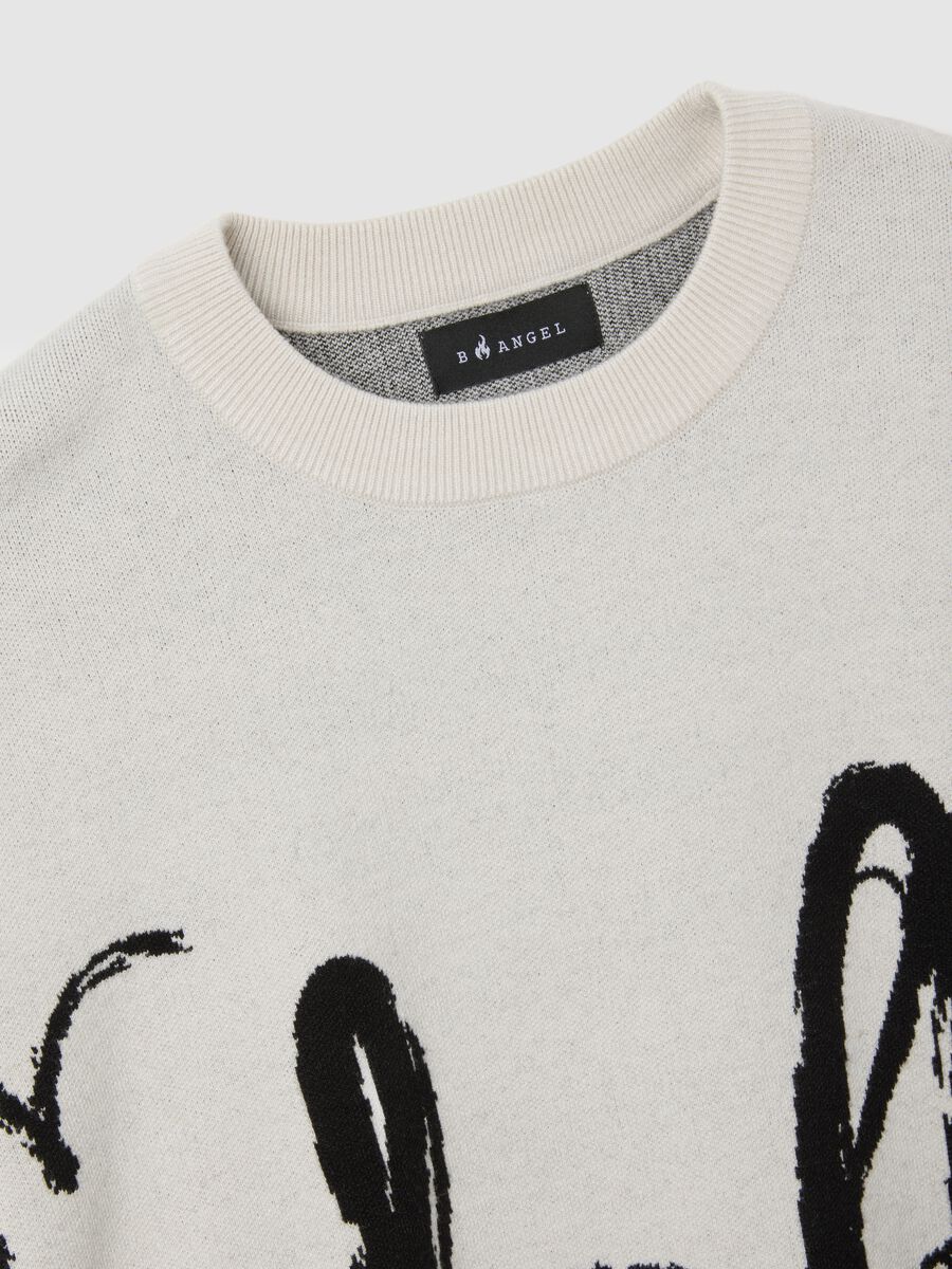 Maglione grigio regular fit con scritta_5