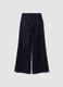 Dark blue high-waisted wide-leg stretch cotton jeans_5