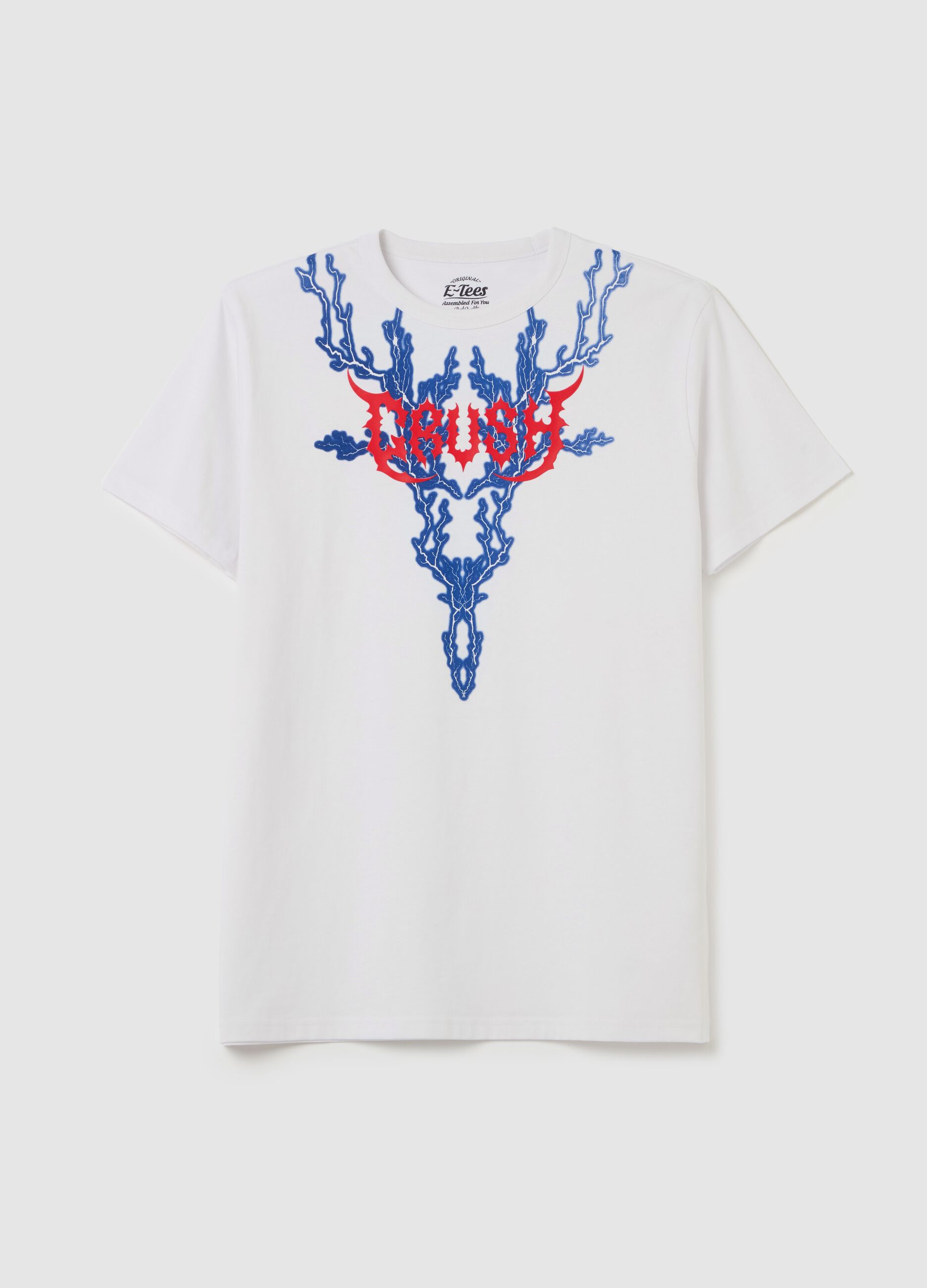 White short-sleeved T-shirt with lightning print