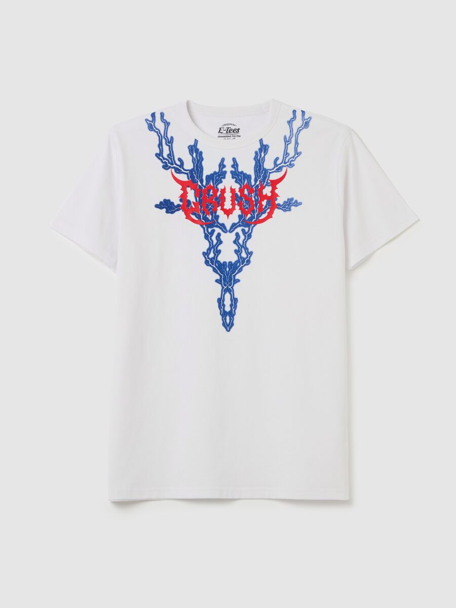 White short-sleeved T-shirt with lightning print_4
