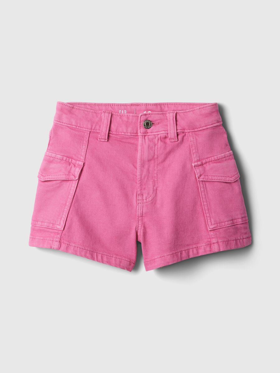 High-rise cargo shorts in denim_3