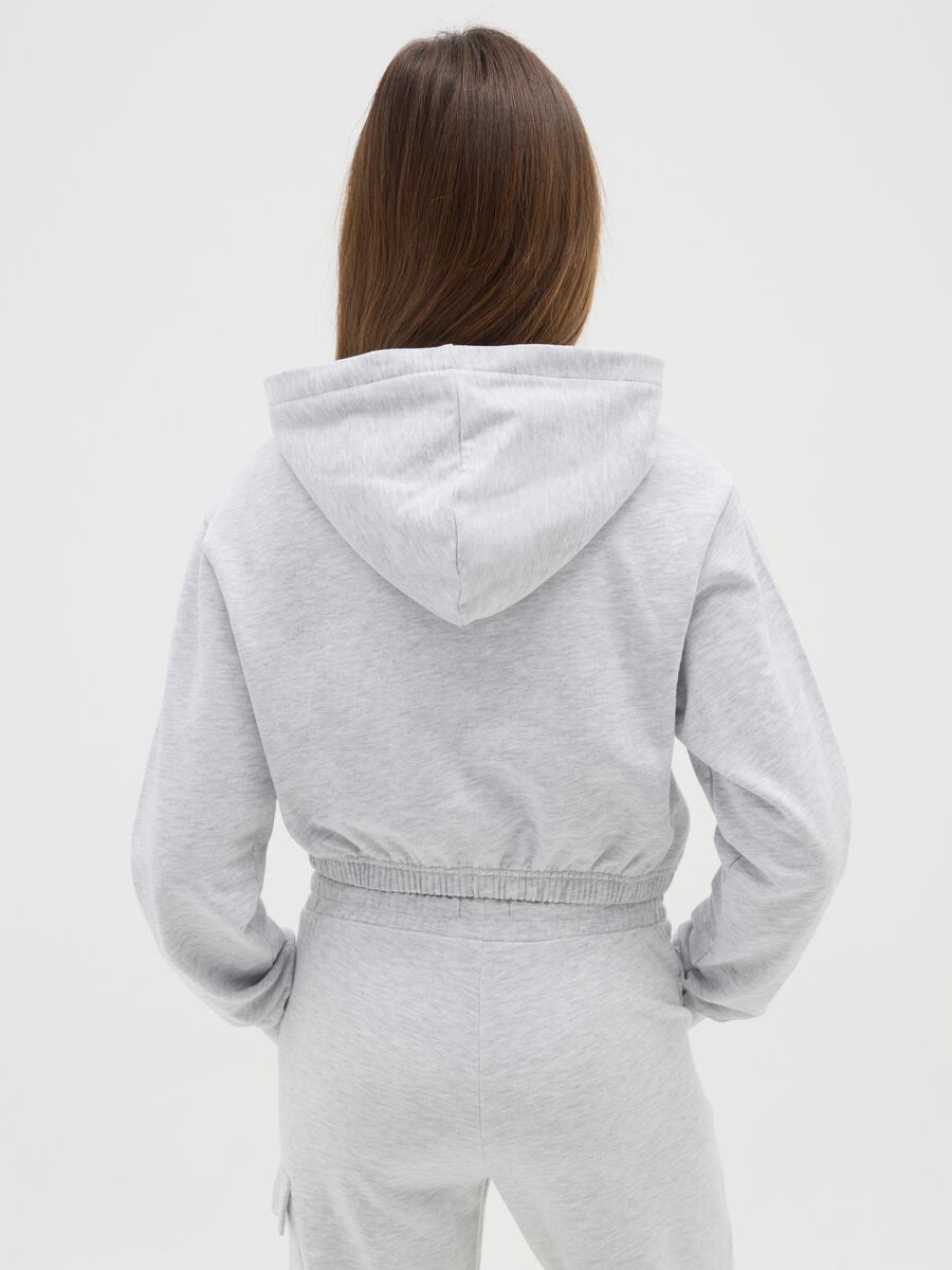 Felpa grigia da ragazza in misto cotone fitted full zip con cappuccio_1